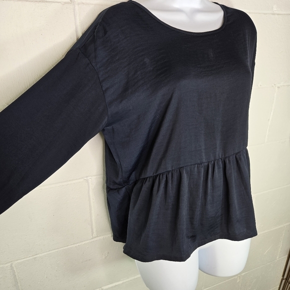 Moss Copenhagen navy blue peplum blouse - Picture 5 of 8